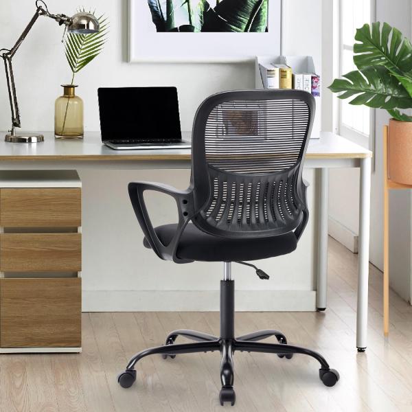 DUMOS Bürostuhl Ergonomisch Schreibtischstuhl mit Lendenwirbelstütze Verstellbaren Armlehnen Drehstuhl Höhenverstellbarer Office Chair Bürostühle Geeignet für Büro und Schlafzimmer Schwarz…