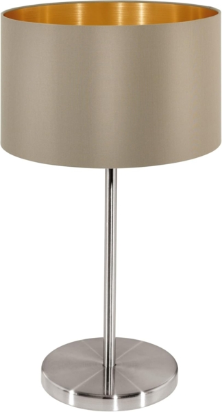 Eglo 31629 Tischleuchte MASERLO Textil taupe, gold E27 1X60W H:42cm Ø23cm mit Kabelschalter