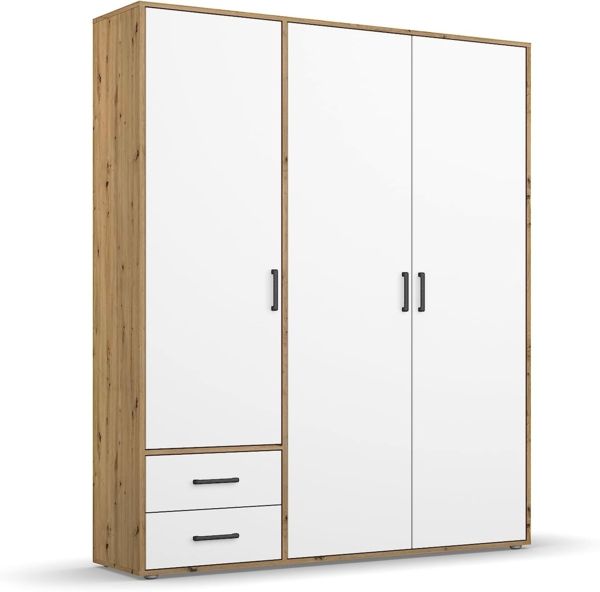rauch Drehtürenschrank Kleiderschrank Schrank Garderobe Wäscheschrank VOYAGER (in 3 verschiedenen Ausstattungen BASIC/CLASSIC/PREMIUM) moderne Griffe in Graumetallic mit Außenschubkästen MADE IN GERMANY