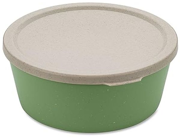Koziol Schale Connect Bowl Mit Deckel, Schüssel, Kunststoff-Holz-Mix, Nature Leaf Green, 400 ml, 7202703