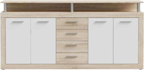 FORTE Cava Sideboard, Holzwerkstoff, Weiß/Beige, 197,5 x 94,4 x 36,3 cm