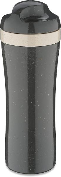 Koziol Trinkflasche Oase, Wasserflasche, Kunststoff-Holz-Mix, Nature Ash Grey, 425 ml, 7708701