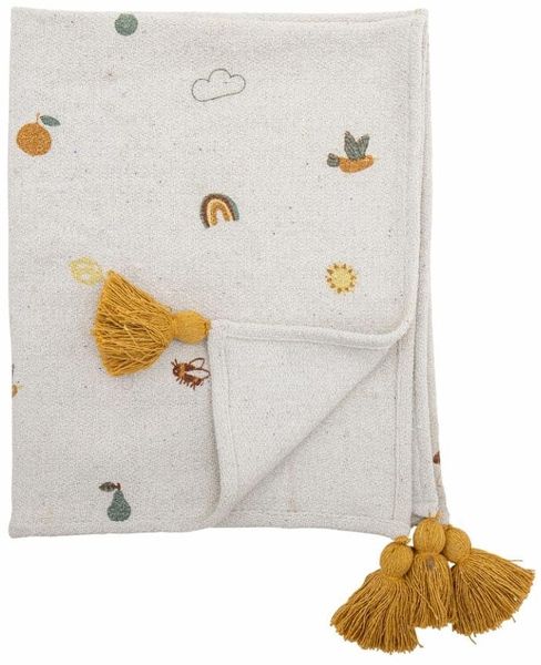 Bloomingville Agnes Recycelte Baumwolle Decke 100x80 cm Natur