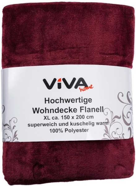 Couchdecke XL » Kuscheldecke 150 x 200 cm » hochwertige Flanelldecke » Microfaser Wohndecke » Tagesdecke Flanell - Weinrot Bild 8