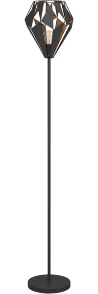 Eglo 49994 Stehleuchte Vintage CARLTON 1 Stahl schwarz, kupfer E27 3X40W H:152,5cm Ø25,5cm mit Fußtrittschalter