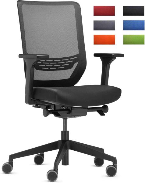 Trendoffice to-sync pro, ergonomischer Bürostuhl, mit Armlehnen, modernes Design, Homeoffice, umweltzertifiziert, by Dauphin (Black, Netz-Rückenlehne)