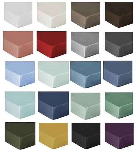 Heckett and Lane Mako Satin 1 x Spannbettlaken 180x200 cm Elementi Sphere Blue