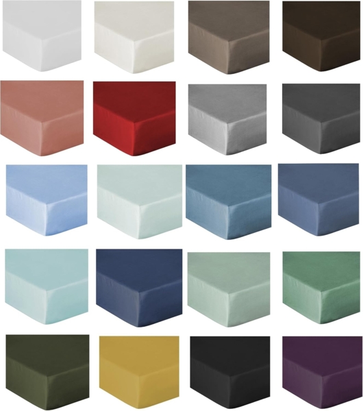 Heckett and Lane Mako Satin 1 x Spannbettlaken 180x200 cm Elementi Sphere Blue