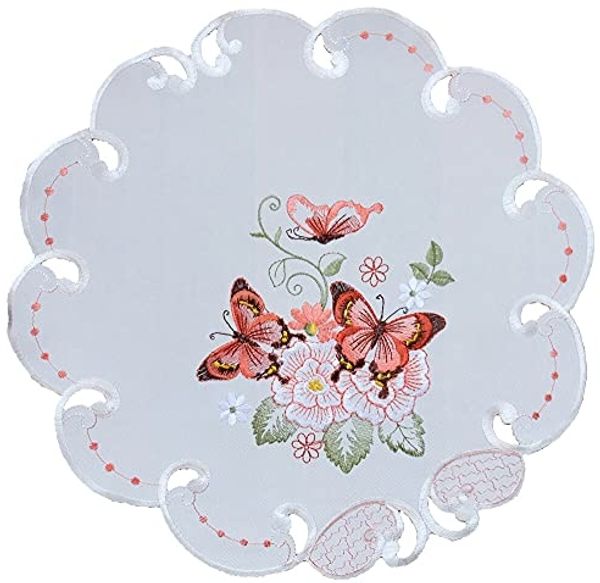 matches21 HOME & HOBBY Tischdecke Tischdeckchen LUCIE Schmetterlinge & Cutouts Polyester Ø 40 cm (1-tlg), Pflegeleicht & waschbar bei 30 °C