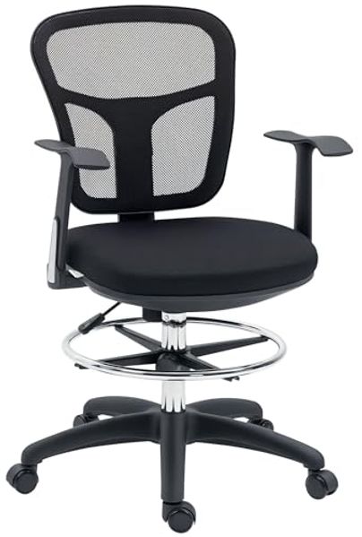 Vinsetto Schreibtischstuhl Bürostuhl, Ergonomischer Zeichenstuhl Computerstuhl mit Armlehne (Drehstuhl für Büro, Wohnzimmer, 1 St), Mesh, Schwarz
