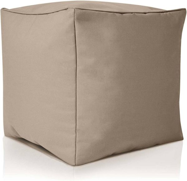 Green Bean© Outdor Pouf-Hocker 40 x 40 x 40 cm mit EPS-Perlen Füllung - Erweiterung & Addon für Sitzsäcke: Fußhocker Fußkissen - Bodenkissen Kinder & Erwachsene - Fußablage Sitzkissen Taupe