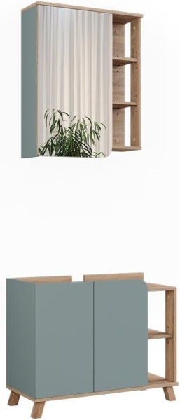 Badmöbel-Set Karen Sonoma/Blau 2 Teile Vicco