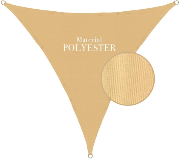anndora Sonnensegel Tarp 3x3x3m dreieckiger Sonnenschutz, (Sandfarben), wasserabweisender Stoff
