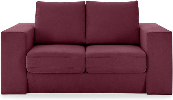 LOOKS by Wolfgang Joop Looks V-2 Designer Sofa mit Hockern und Regal, 2 Sitzer Couch, Funktionssofa, rot, Sitzbreite 120 cm