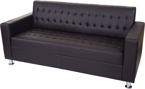 3er Sofa Kunda, Couch Loungesofa, Kunstleder, Metall-Füße 180cm ~ coffee