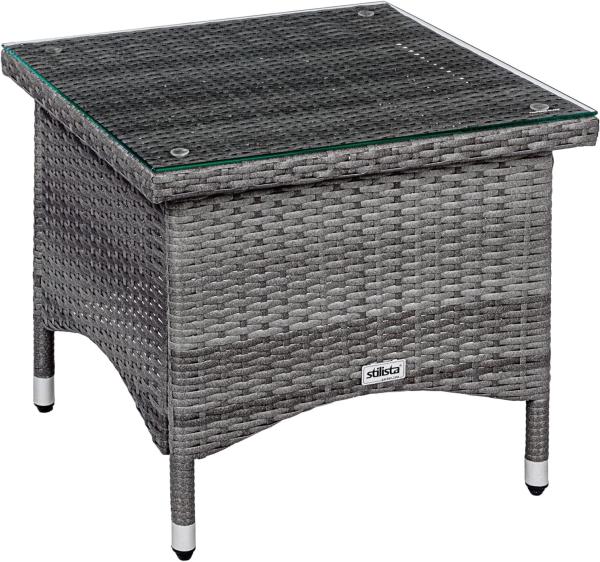 STILISTA® Beistelltisch Polyrattan eckig 58x58cm, grau