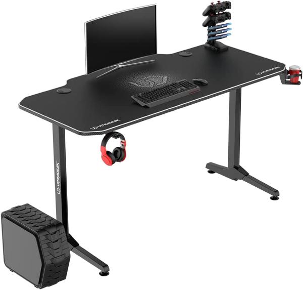 Ultradesk Frag Gerade Freiform Edelstahl Gaming Schwarz Weiß 1400 mm