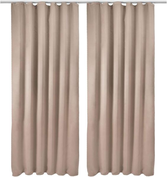 Beautissu Vorhang 2er Set Blackout Vorhang Blickdicht Sand Amelie BK, 140x245cm, Kräuselband Gardine Set mit Universalband für Lange Fenster