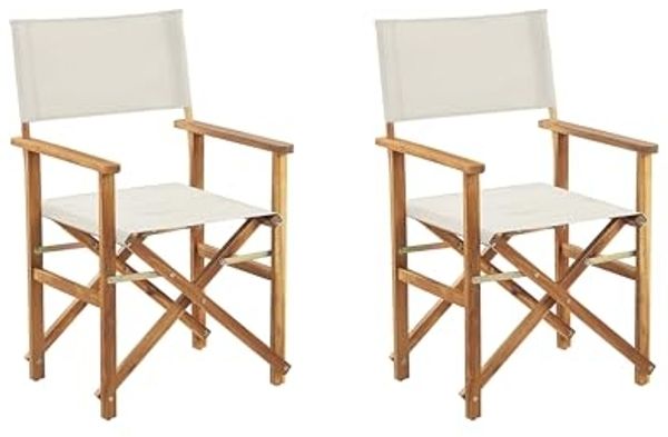 Gartenstuhl 2er Set CINE Akazienholz Cremeweiß
