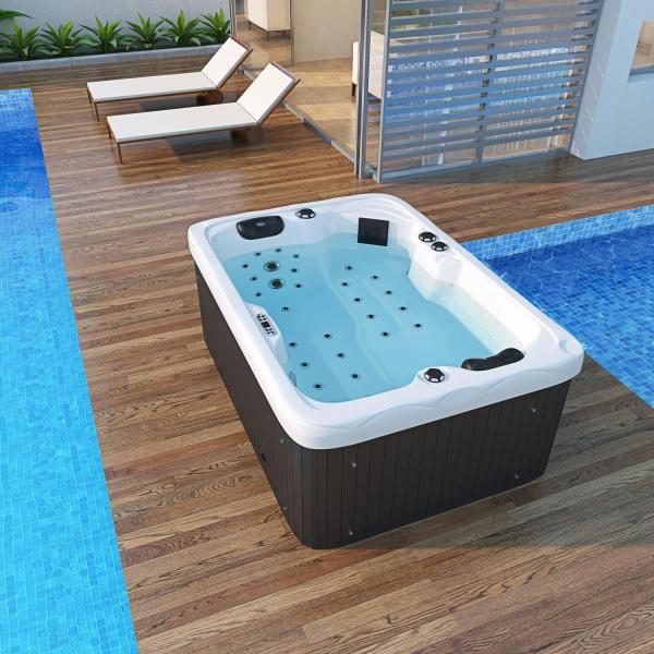 TroniTechnik Whirlpool Outdoor Whirlpool LEVANZO weiß, (3-tlg), LED, Heizungs-, Whirlpool-, Licht,- Pumpensteuerung