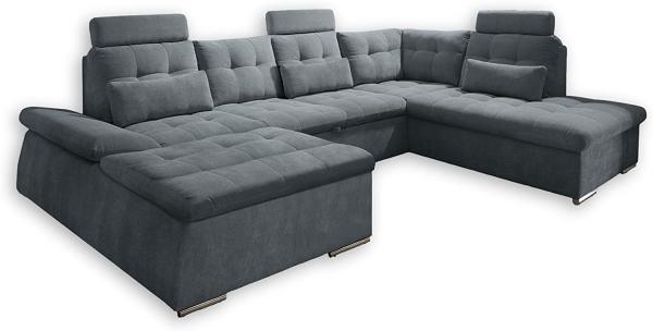 Couch NALO Sofa Schlafcouch Wohnlandschaft Bettsofa anthrazit grau U-Form rechts