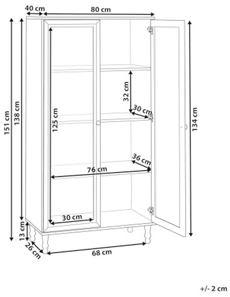 Vitrine TINGLEDALE 80 cm 40 cm Weiß Bild 3