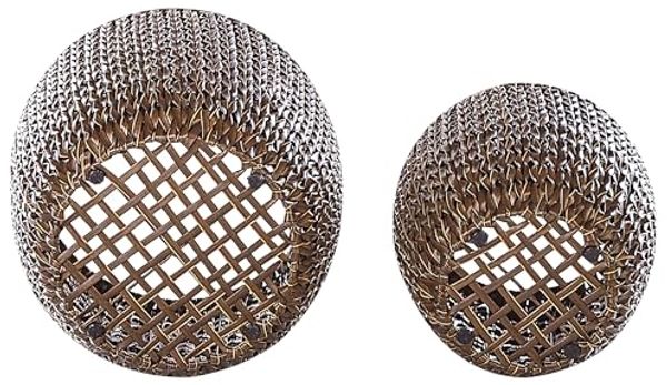 Set mit 3 Blumentöpfen BERBERIS PE Rattan 34 45 cm Dunkelbraun Bild 5