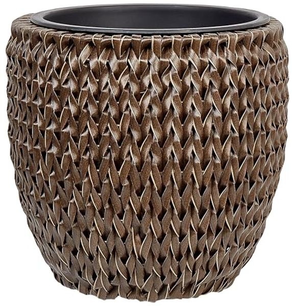 Set mit 3 Blumentöpfen BERBERIS PE Rattan 34 45 cm Dunkelbraun Bild 4