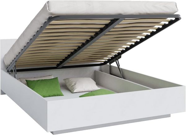 FDM Stauraumbett moderner Bettrahmen Doppelbett 120x200, 140x200, 160x200, 180x200cm (MADE IN EU - mit klappbaren Bettkasten für viel Stauraum, Bett in Schwebeoptik - in Grau, Weiß oder Natur), Metallrahmen mit hydraulischer Klappfunktion für mehr Stau... Bild 7
