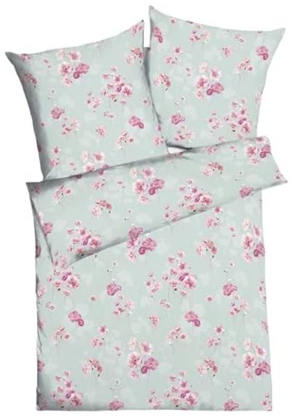 Kaeppel Interlock Jersey Bettwäsche Delicate Poppies mint|135x200 cm + 80x80 cm
