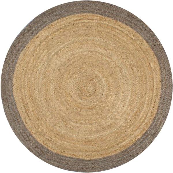 vidaXL Teppich Handgefertigt Jute mit Grauem Rand 150 cm 133676