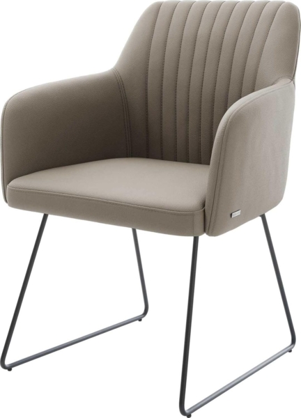 Esszimmerstuhl Greg-Flex Echt-Leder Schlamm Kufengestell Schwarz Taschenfederkern