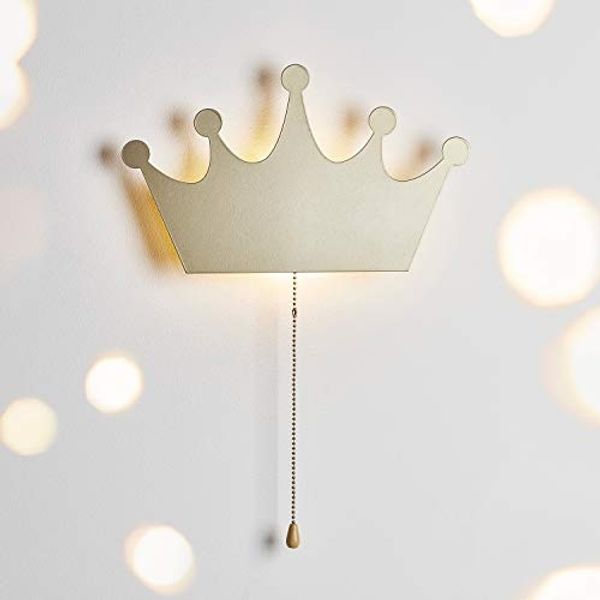 Lights4fun LED Wandleuchte Metall Krone Lampe in Gold