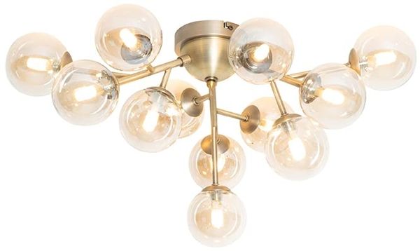 Qazqa Deckenleuchte Bianca, ohne Leuchtmittel, Warmweiß, QAZQA Deckenleuchte, g9, Bronze, Glas, Art Deco