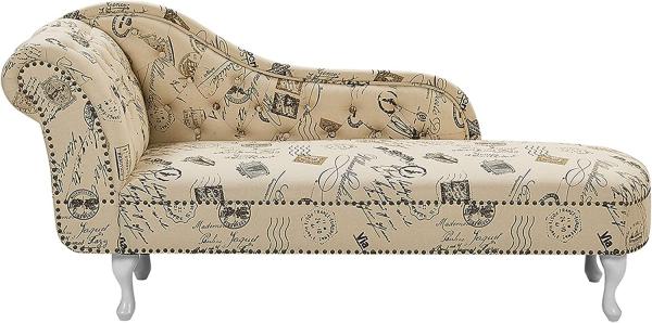 Chaiselongue Polsterbezug beige Druckstoff linksseitig NIMES