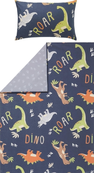 Erwin Müller Kinderbettwäsche Kinder-Wendebettwäsche, Renforcé, 2 teilig, Renforcé Schriftzug: Dino, Roar