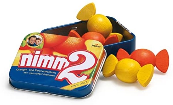 Erzi 14356 nimm2 aus Holz in der Dose, Kaufladenartikel für Kinder, Rollenspiele