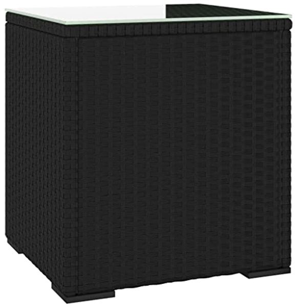 vidaXL Beistelltisch Schwarz 40x37x40,5 cm Poly Rattan und Hartglas 319388