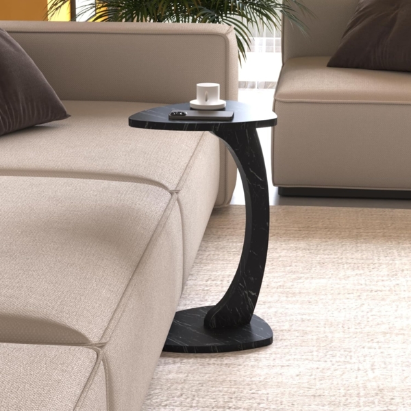 Beistelltisch Klinerg 40x37x56 cm Marmoroptik, schwarz [en. casa]
