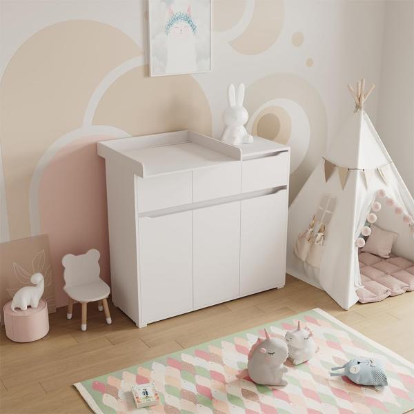 Wickelaufsatz Weiß 80 x 10 cm für die Kommode Vicco