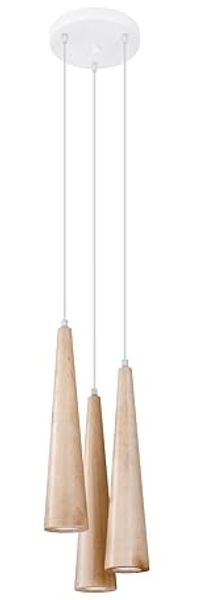 Sollux Sula 3P Hängelampe Natur Holz 3x GU10 dimmbar 20x20x120cm