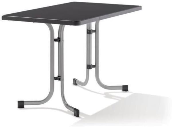 Sieger 233/A Boulevard-Klapptisch mit mecalit-Pro-Platte 115x70 cm, Stahlrohrgestell graphit, Tischplatte Schieferdekor anthrazit