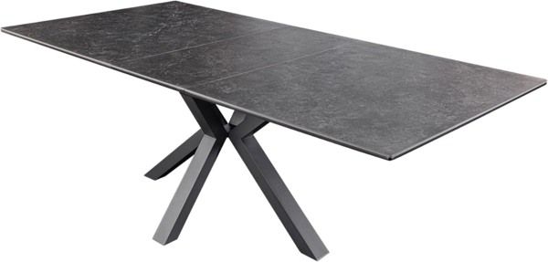 riess-ambiente Esstisch ETERNITY 160-200cm graphit grau / schwarz · Tisch aus Keramik & Metall (Einzelartikel, 1-St), ausziehbar · 8+ Personen · Sicherheitsglas · Sterngestell · eckig