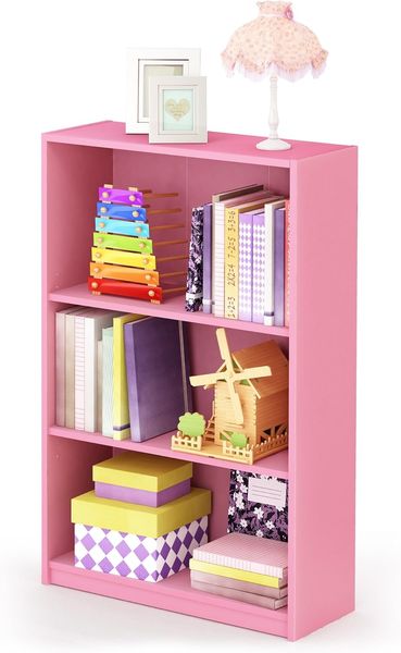 Furinno JAYA Einfaches Bücherregal, Rosa, 24. 13x24. 13x102. 36 cm