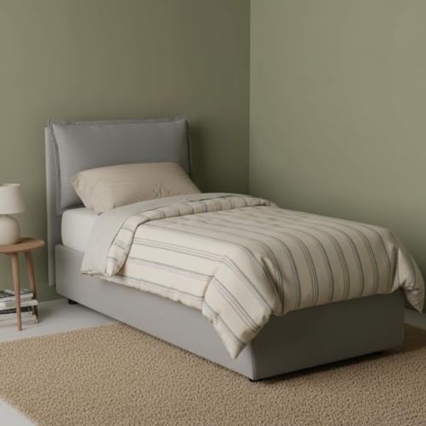 Talamo Italia - Einzelbett Carla, Bettkasten mit Stoffbezug, 100 % Made in Italy, Öffnung vorne, geeignet für Matratzen 90x200 cm, Grau