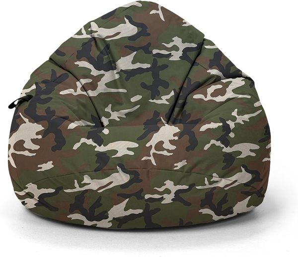 Nadimaideal Sitzsack Tropfenform Kastanie | Bodenkissen für Kinder & Erwachsene | Indoor & Outdoor | Gaming Sitzsack - Sitzkissen - Beanbag | Füllung EPS Perlen (Soldadisch, XXL-Durchmesser 88 cm)