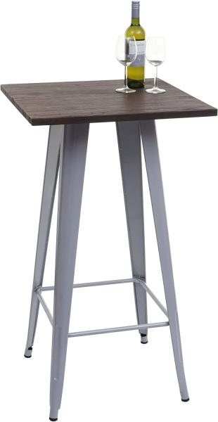 Stehtisch HWC-A73 inkl. Holz-Tischplatte Metall Industriedesign 107 x 60 x 60 cm ~ grau