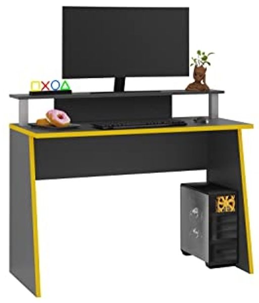 FMD Möbel 'ZOCKER PRO' melaminharzbeschichtete Spanplatte, Anthrazit,, Gaming-Tisch, 117 x 50 x 93 cm