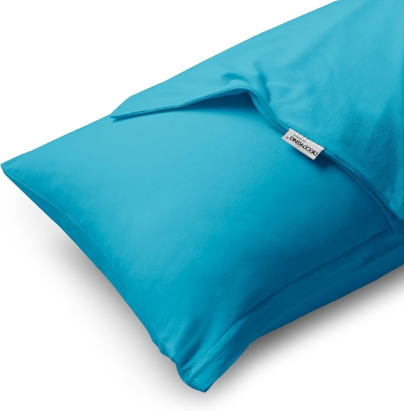 DecoKing 2 Kissenbezüge 20x120 cm Jersey 100% gekämmte Baumwolle Reißverschluss Zyan Amber Bild 3