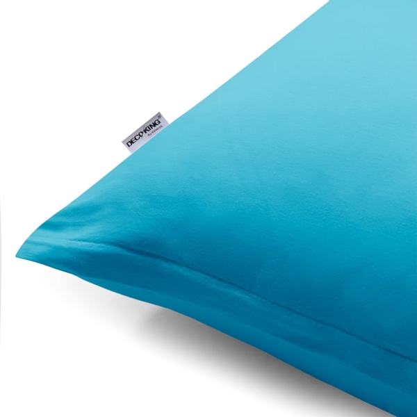 DecoKing 2 Kissenbezüge 20x120 cm Jersey 100% gekämmte Baumwolle Reißverschluss Zyan Amber Bild 2